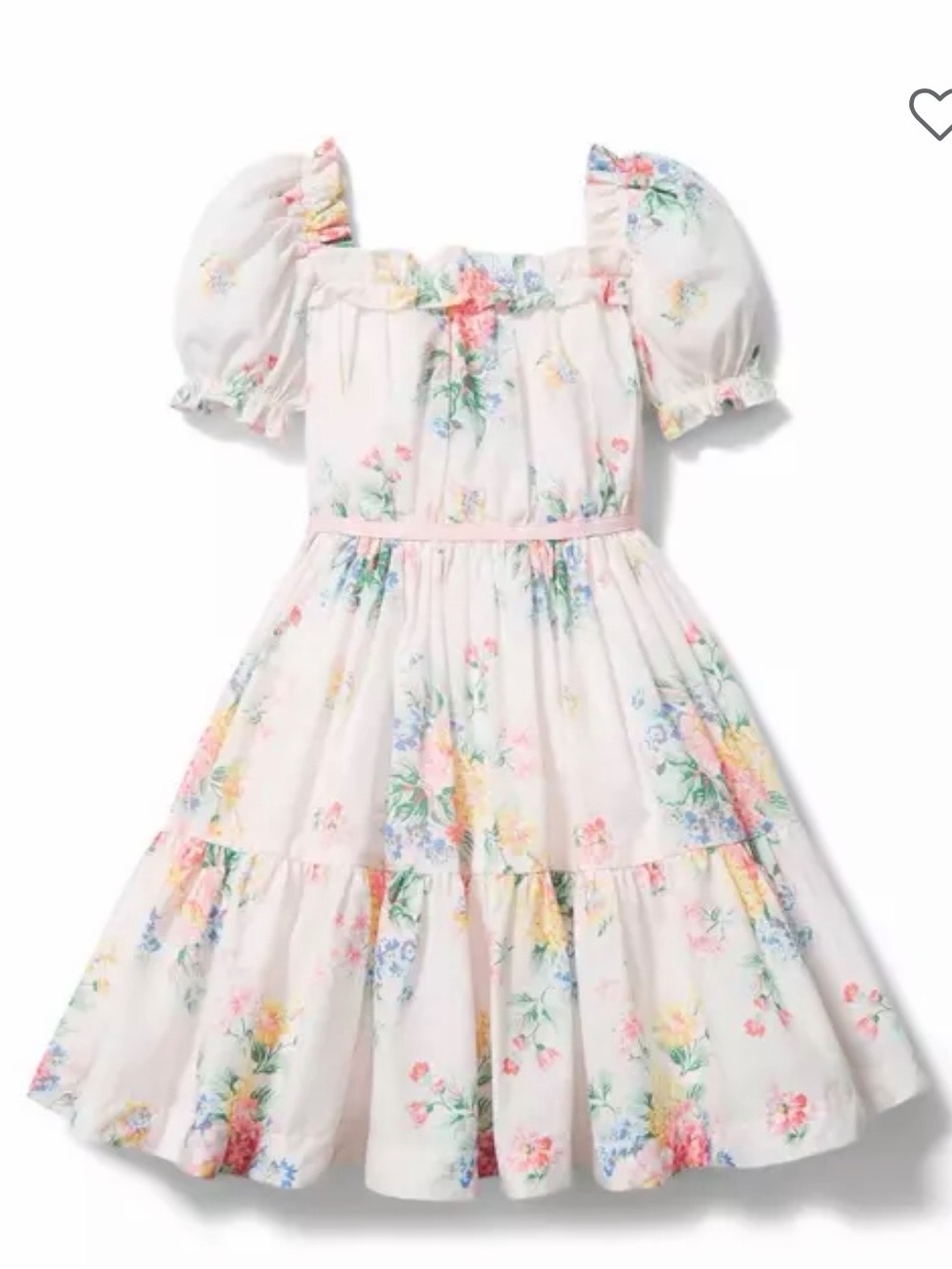 Janie and Jack White Floral Puff-Sleeve Tiered Dress 5t